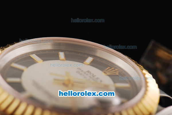 Rolex Datejust Swiss ETA 2836 Automatic Movement Black Border with Gold Stick Markers and Gold Bezel-18K Gold Never Fade - Click Image to Close